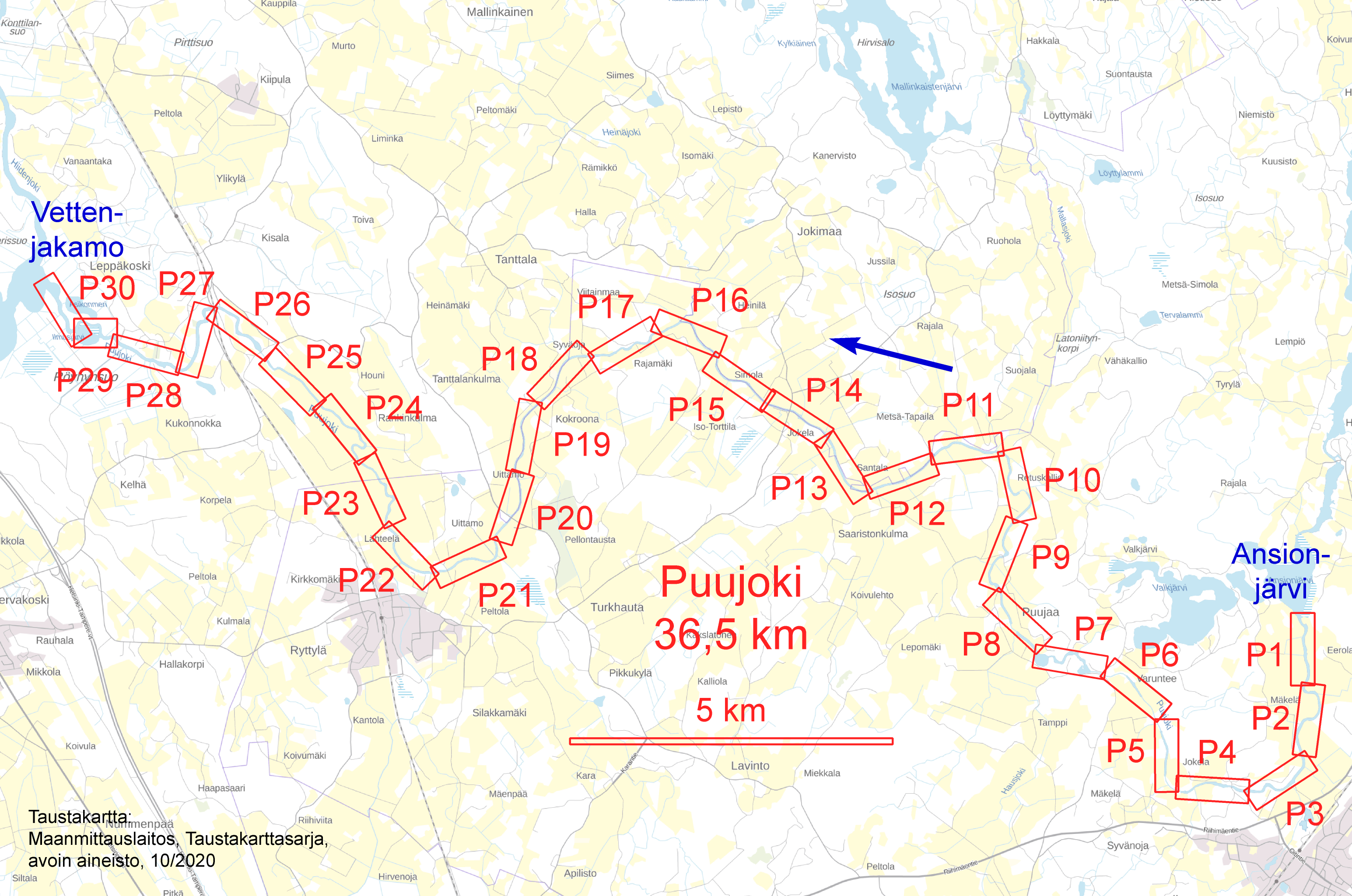 Puujoen indexkartta